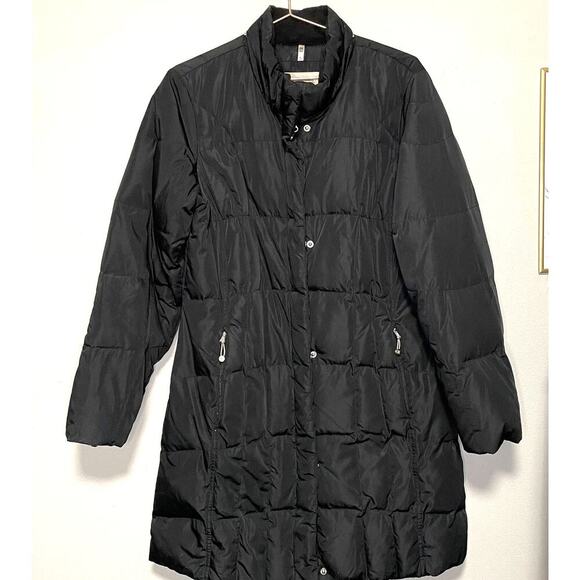 Eddie Bauer Womens Lodge Goose Down Quilted Black Parka without hood size Large - Picture 2 of 12